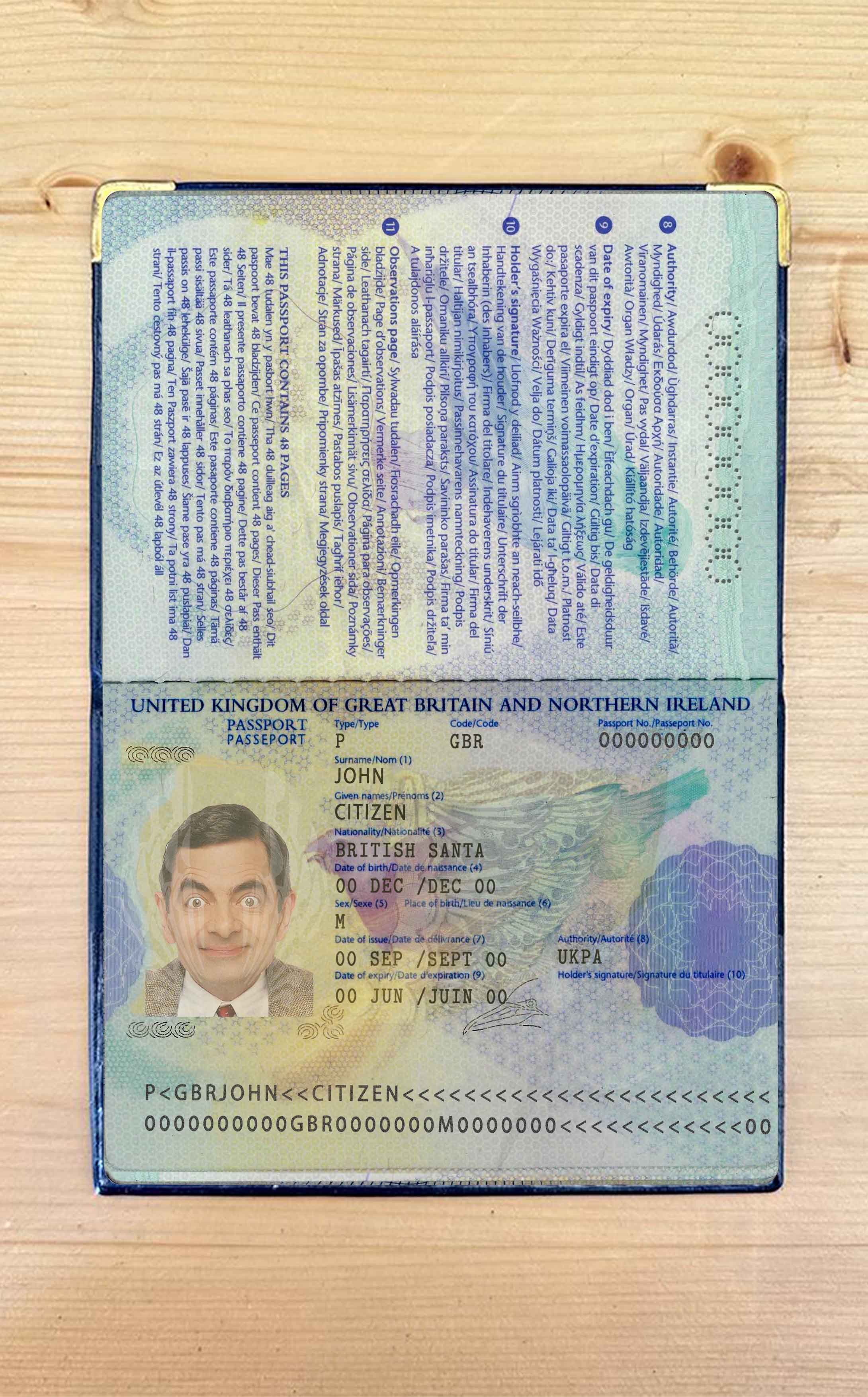 United Kingdom passport 2006 2010 photo look PSD template